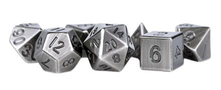 Fanroll - 16mm Metal Polyhedral Dice Set: Antique Silver