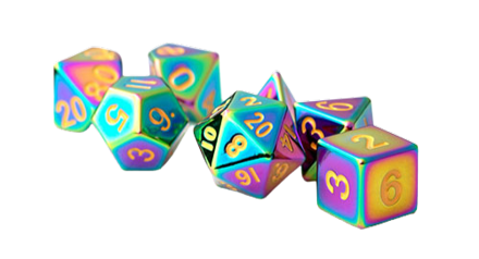 Fanroll - 16mm Metal Polyhedral Dice Set: Torched Rainbow