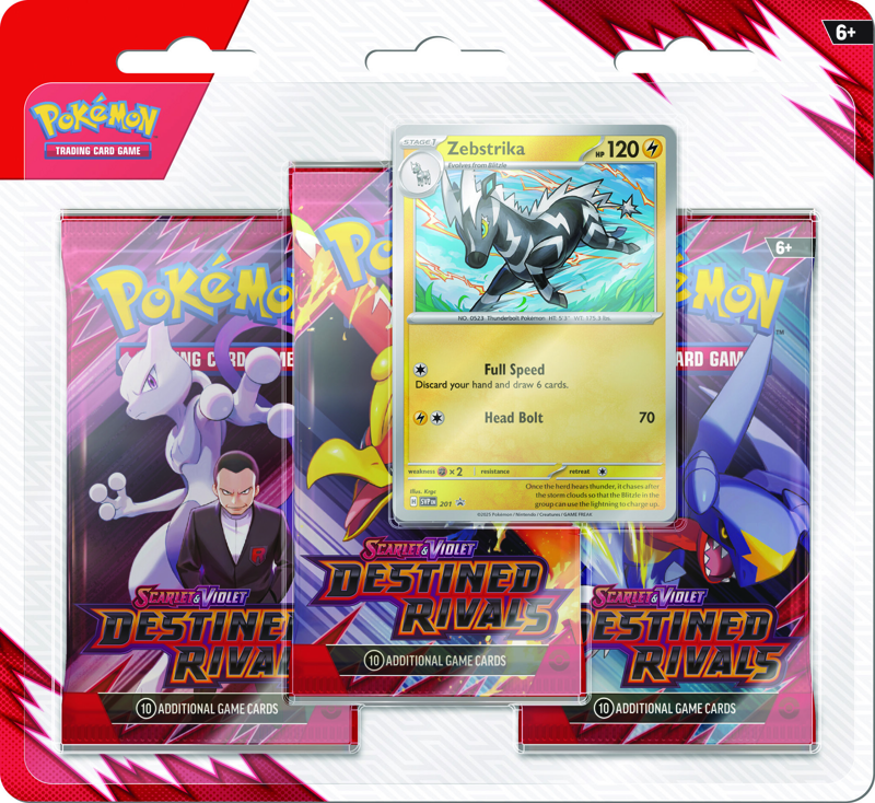 Destined Rivals | 3 Pack Blister Zebstrika | Pokemon Destined Rivals | 3 Pack Blister Zebstrika | Pokemon