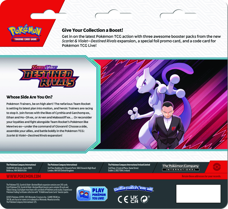 Destined Rivals | 3 Pack Blister Zebstrika | Pokemon Destined Rivals | 3 Pack Blister Zebstrika | Pokemon