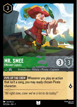 Mr. Smee - Efficient Captain single card from Disney Lorcana