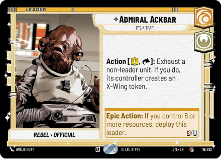 Admiral Ackbar single card from Star Wars Unlimited