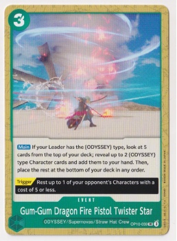 GumGum Dragon Fire Pistol Twister Star single card from One Piece