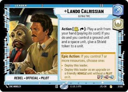 Lando Calrissian - Buying Time single card from Star Wars Unlimited