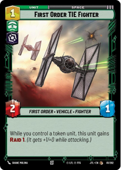 First Order TIE Fighter single card from Star Wars Unlimited