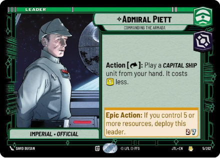 Admiral Piett - Commanding the Armada single card from Star Wars Unlimited