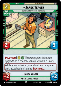 Jarek Yeager - Coordinating With The Resistance single card from Star Wars Unlimited