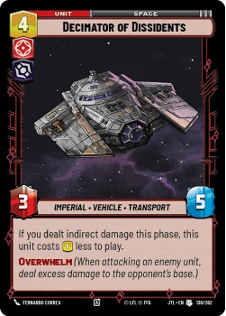 Decimator of Dissidents single card from Star Wars Unlimited