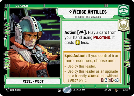 Wedge Antilles - Leader of Red Squadron single card from Star Wars Unlimited