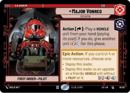 Major Vonreg - Red Baron single card from Star Wars Unlimited