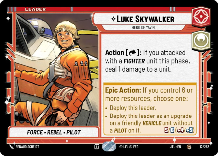 Luke Skywalker - Hero of Yavin single card from Star Wars Unlimited