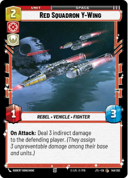 Red Squadron Y-Wing single card from Star Wars Unlimited