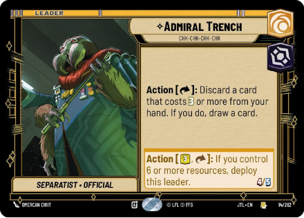 Admiral Trench  Chk-chk-chk-chk single card from Star Wars Unlimited