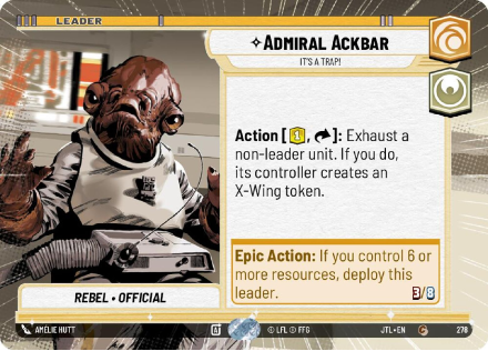 Admiral Ackbar (HYPERSPACE) single card from Star Wars Unlimited
