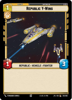 Republic Y-Wing single card from Star Wars Unlimited