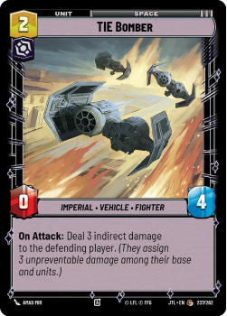 TIE Bomber single card from Star Wars Unlimited