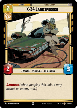 X-34 Landspeeder single card from Star Wars Unlimited