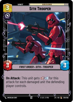 Sith Trooper single card from Star Wars Unlimited