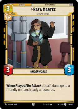 Rafa Martez - Shrewd Sister single card from Star Wars Unlimited