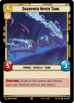 Shadowed Hover Tank single card from Star Wars Unlimited