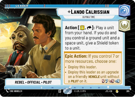 Lando Calrissian - Buying Time (HYPERSPACE) single card from Star Wars Unlimited