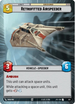 Retrofitted Airspeeder (HYPERSPACE) single card from Star Wars Unlimited