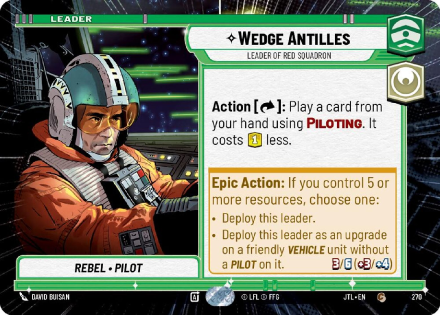 Wedge Antilles - Leader of Red Squadron (HYPERSPACE) single card from Star Wars Unlimited
