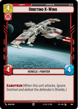 Orbiting K-Wing (FOIL) single card from Star Wars Unlimited