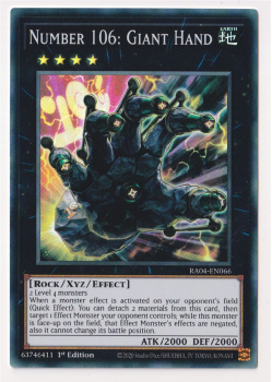 Number 106: Giant Hand (Super Rare) : RA04-EN066 - single card from Yu-Gi-Oh!