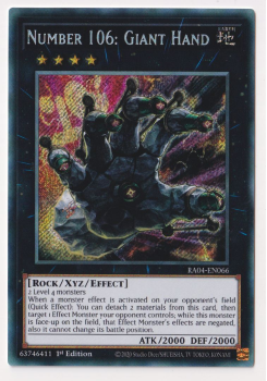 Number 106: Giant Hand (Secret Rare) : RA04-EN066 - single card from Yu-Gi-Oh!
