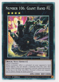 Number 106: Giant Hand (Collector's Rare) : RA04-EN066 - single card from Yu-Gi-Oh!