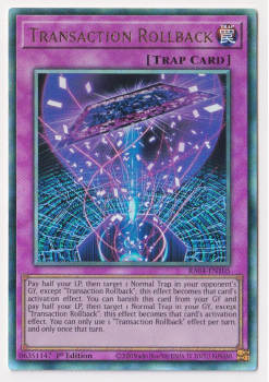 Transaction Rollback (Ultimate Rare) : RA04-EN105 - single card from Yu-Gi-Oh!
