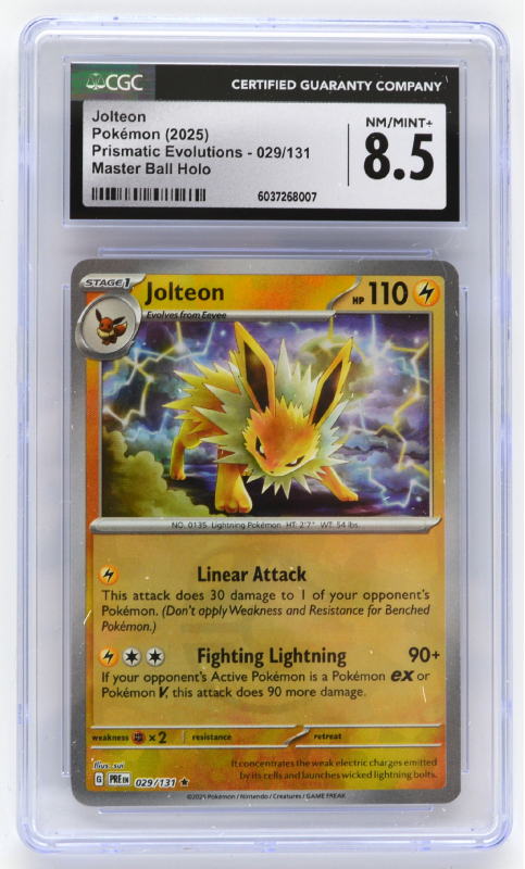 Jolteon (MASTER BALL) : 029/131 PRISMATIC EVOLUTIONS - CERTIFIED ...