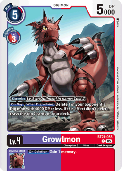 Growlmon single card from Digimon