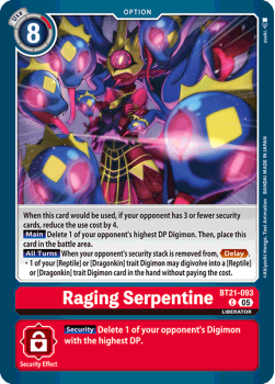 Raging Serpentine single card from Digimon