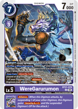 WereGarurumon single card from Digimon