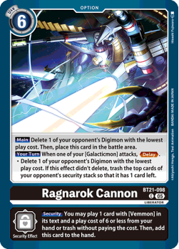 Ragnarok Cannon single card from Digimon