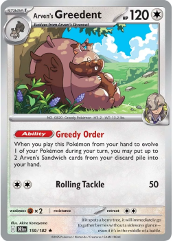 Arven's Greedent single card from Pokemon