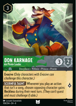 Don Karnage - Air Pirate Leader single card from Disney Lorcana