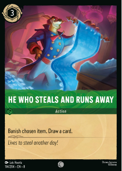 He Who Steals and Runs Away single card from Disney Lorcana