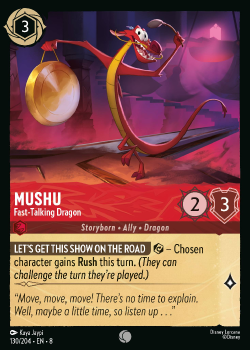 Mushu - Fast-Talking Dragon single card from Disney Lorcana