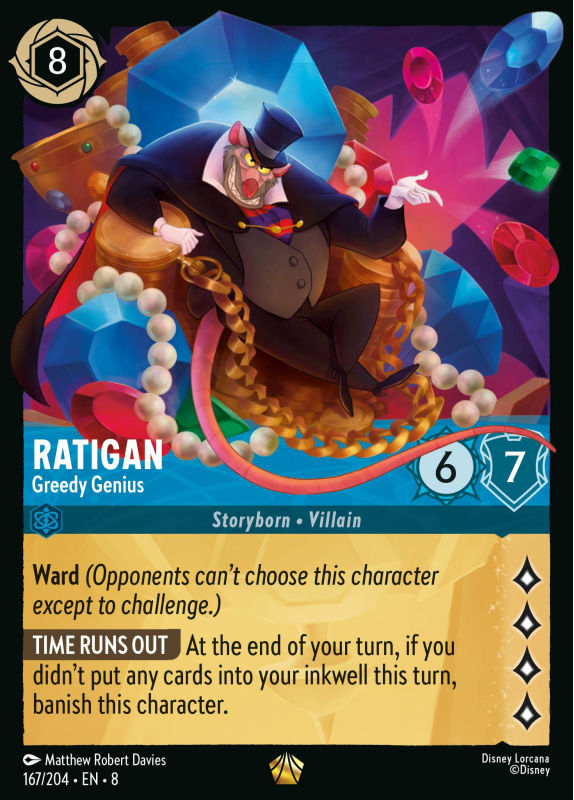 Ratigan - Greedy Genius : 167/204 REIGN OF JAFAR - Disney Lorcana Single Card Ratigan - Greedy Genius : 167/204 REIGN OF JAFAR - Disney Lorcana Single Card