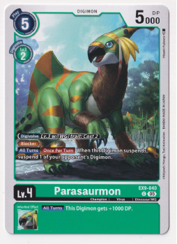Parasaurmon single card from Digimon Card Game
