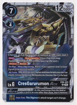 CresGarurumon ACE single card from Digimon Card Game