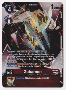 Zubamon single card from Digimon Card Game