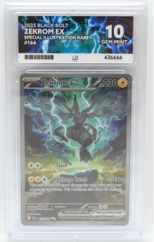 Zekrom EX (SPECIAL ILLUSTRATION RARE) : 166/086 SCARLET AND VIOLET - BLACK BOLT - ACE GRADING Graded Card - 10 GEM MINT