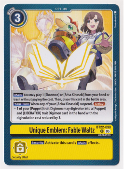 Unique Emblem: Fable Waltz : BT22-098 CYBER EDEN - Digimon Card Game Single Card