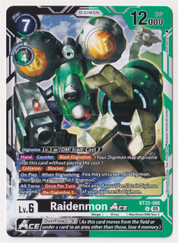 Raidenmon ACE : BT22-066 CYBER EDEN - Digimon Card Game Single Card