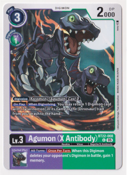 Agumon (X Antibody) : BT22-068 CYBER EDEN - Digimon Card Game Single Card