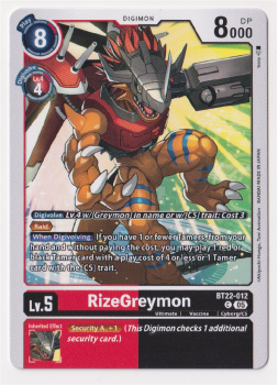 RizeGreymon : BT22-012 CYBER EDEN - Digimon Card Game Single Card